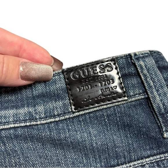 Guess Leather Fringe Denim Mini Skirt - Picture 4 of 6